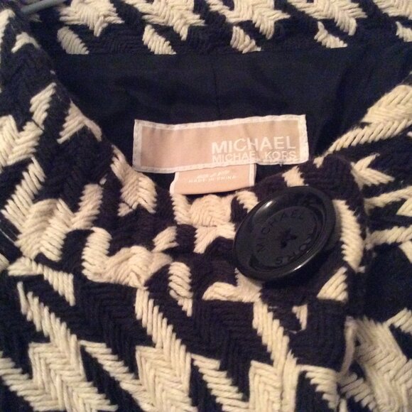 Michael Kors Womens Black White Houndstooth Jacket Size Small - Picture 2 of 2